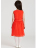 A-line Red Chiffon Beaded Knee Length Flower Girl Dress